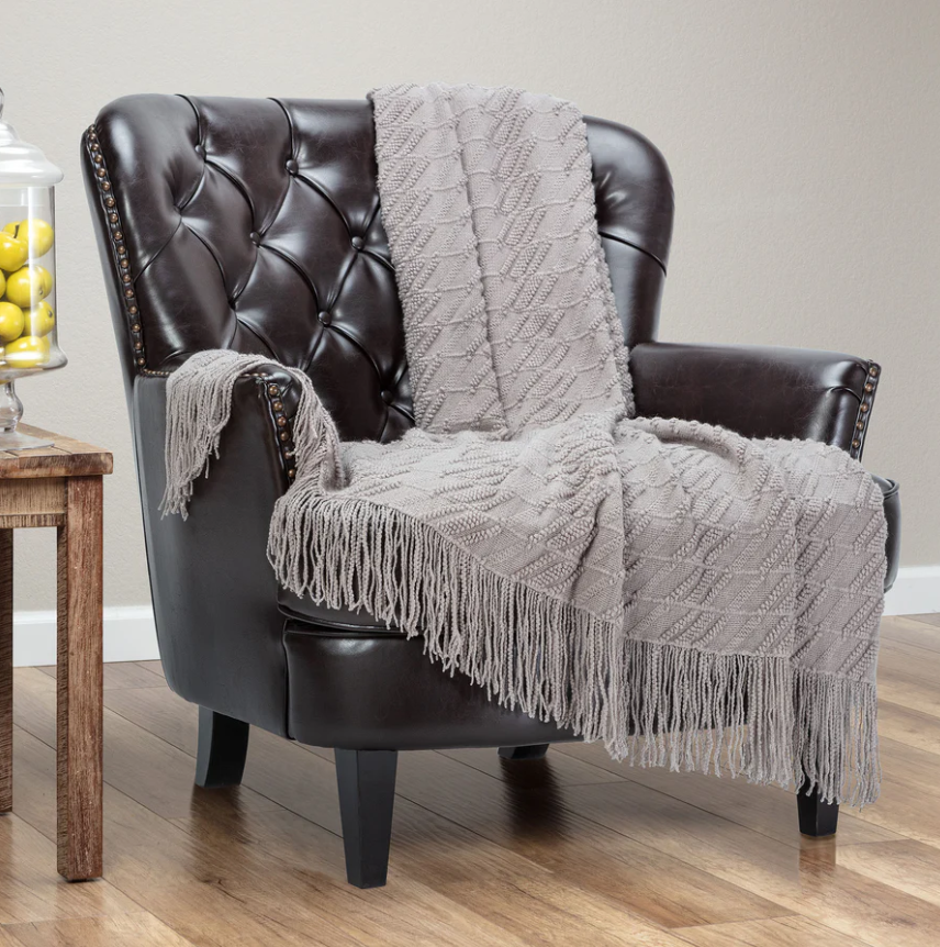 Bevel Knit Tassel Throw Blanket